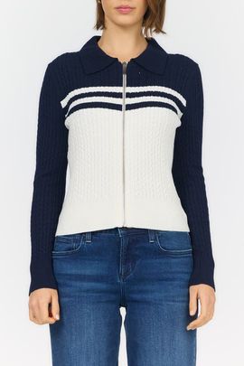 Dear John Dear John Nola Long Sleeve Zip Up Fitted Sweater
