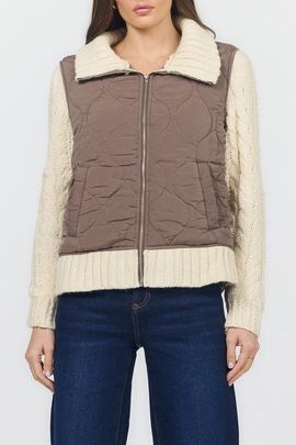 Dear John Dear John Petra Zip Front Quilted Sweater