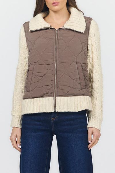 Dear John Dear John Petra Zip Front Quilted Sweater