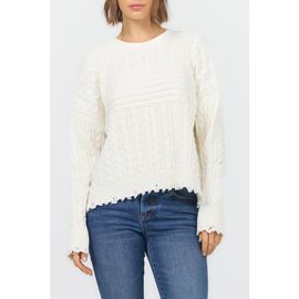 Dear John Dear John Rania Long Sleeve Crew Neck Cable Sweater