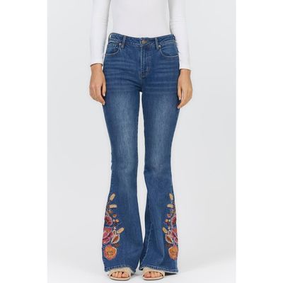 Dear John Dear John Rosa Floral Embriodered Flare Jeans