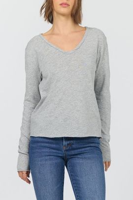 Dear John Dear John Vanya Long Sleeve V-Neck Slub Knit T-Shirt
