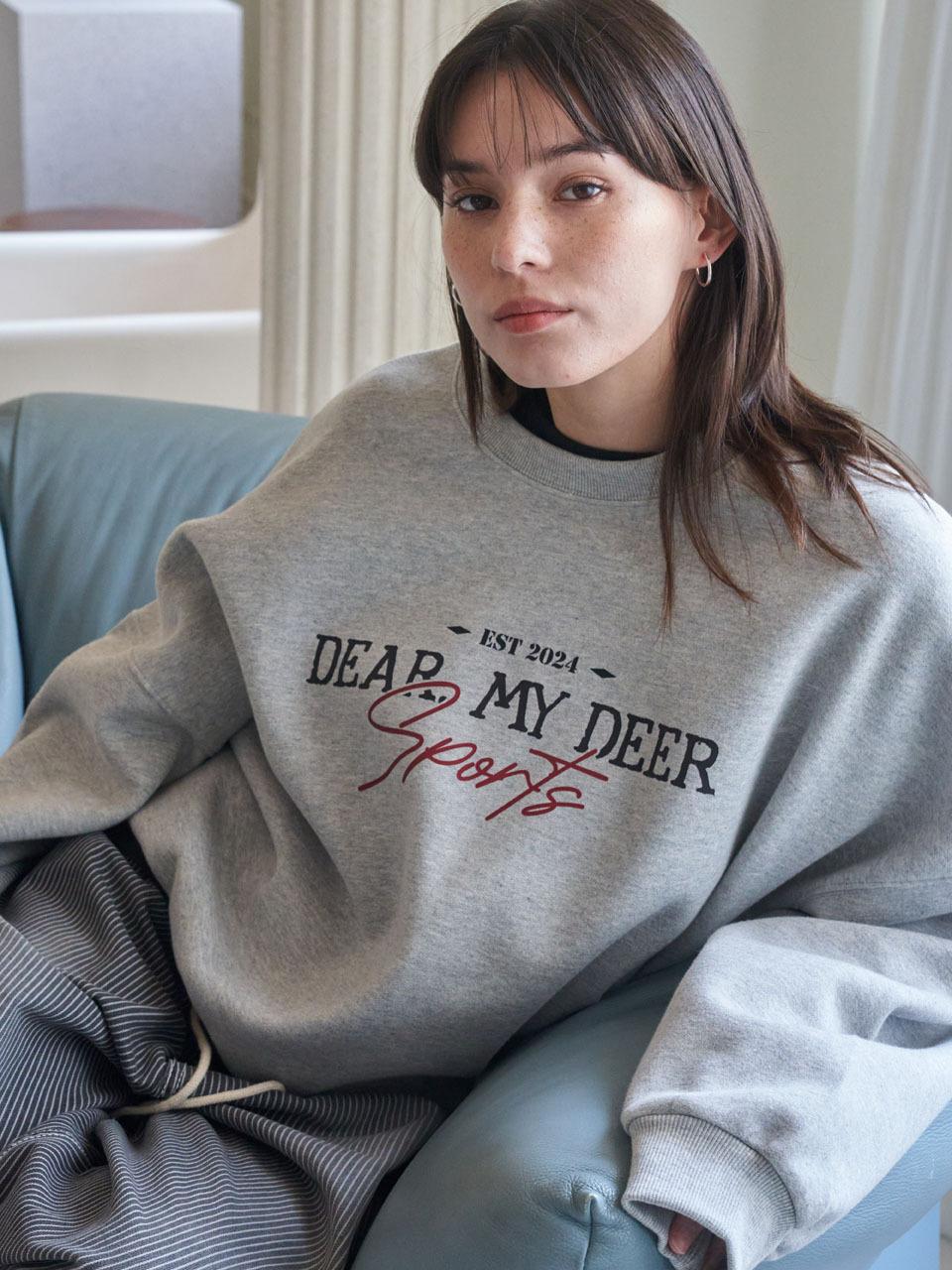 DEAR MY DEER Sports Logo Sweatshirt _ Gray