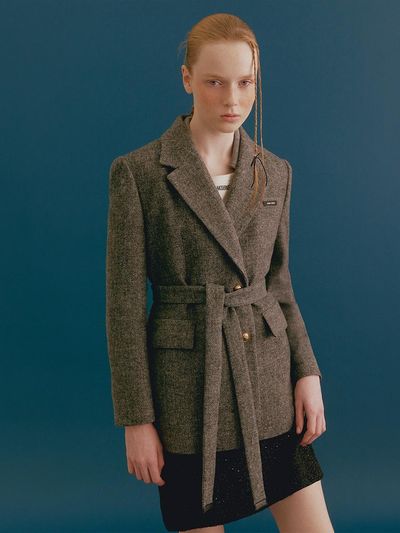 DearK Cell Spun Belted Melange Wool Jacket SWJKOK0200