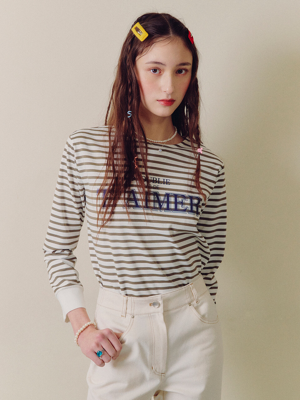 DearK Striped Lettering Shirt