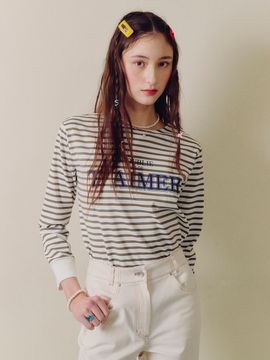 DearK Striped Lettering Shirt