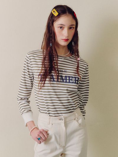 DearK Striped Lettering Shirt