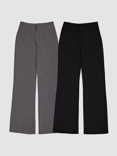 DEARSTALKER Basic Low Rise Boot Cut Polyester Rayon Slacks