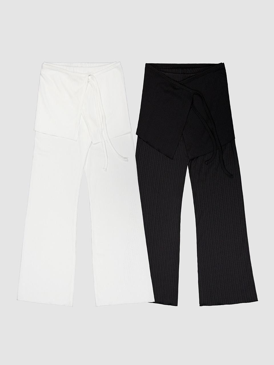 DEARSTALKER Basic Ribbed Wrap Skirt Pants