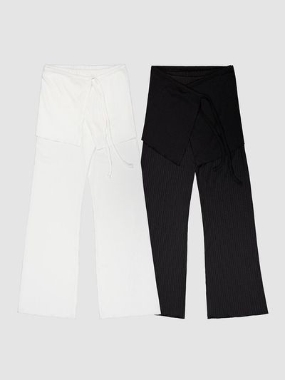 DEARSTALKER Basic Ribbed Wrap Skirt Pants