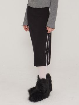 DEARSTALKER Lace Wool H-line Midi Skirt [Black]