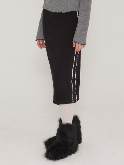 DEARSTALKER Lace Wool H-line Midi Skirt [Black]