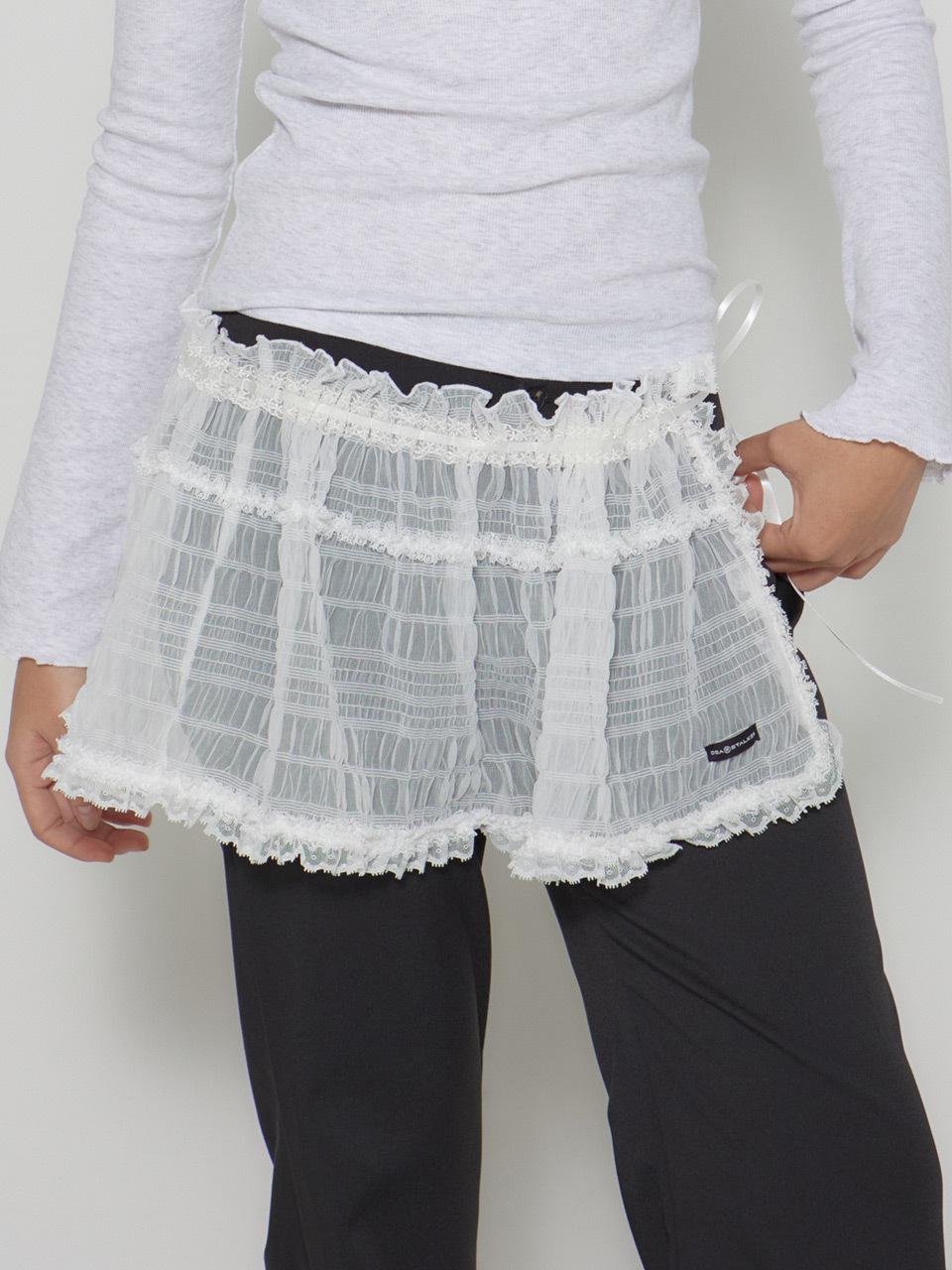 DEARSTALKER Layered Lace Wrap Mini Skirt [Beige]