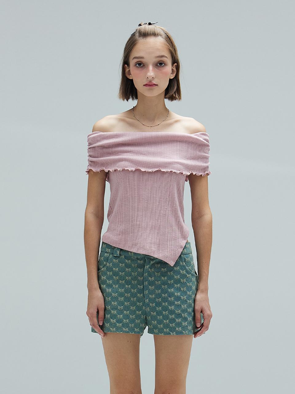 DEARSTALKER Lidia Off Shoulder T-shirt_Pink