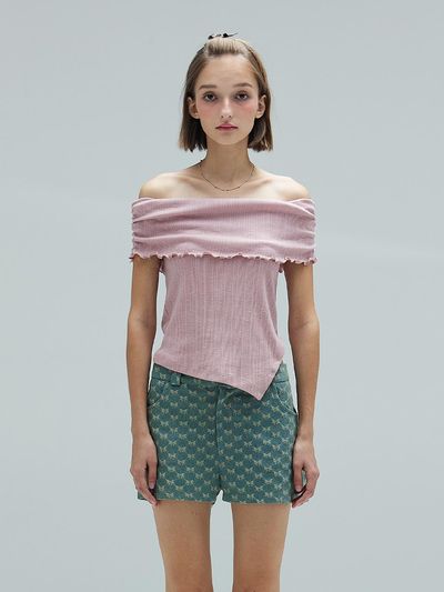 DEARSTALKER Lidia Off Shoulder T-shirt_Pink