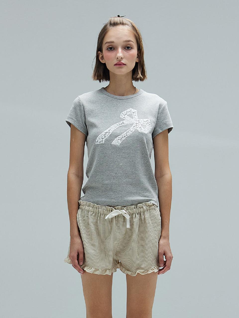 DEARSTALKER Mia Lace Applique T-shirt_Grey