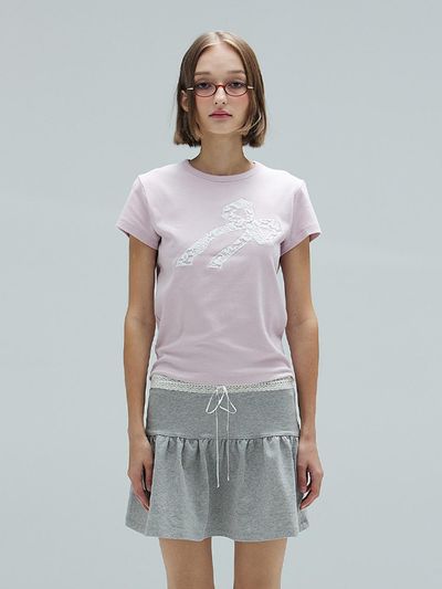 DEARSTALKER Mia Lace Applique T-shirt_Pink