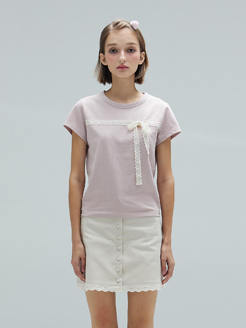 DEARSTALKER Rose Lace Vintage T-shirt_Pink