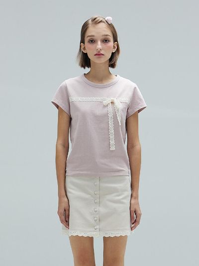 DEARSTALKER Rose Lace Vintage T-shirt_Pink
