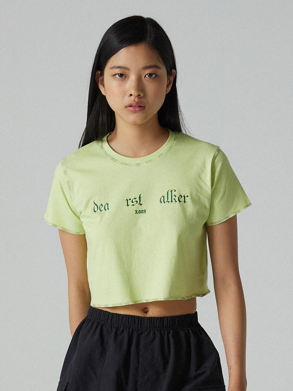 DEARSTALKER RST Logo Crop T-shirt_Yellow Green