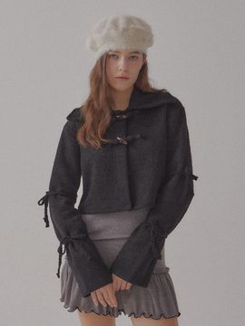 DEARSTALKER Sailor Collar Wool Blend Crop Jacket [Black]