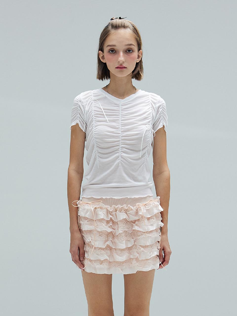 DEARSTALKER Shasha Silky Shirring T-shirt_White