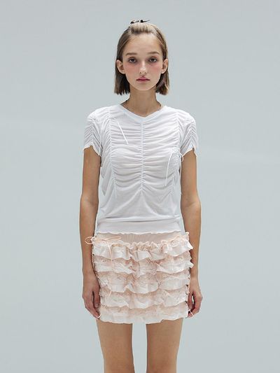 DEARSTALKER Shasha Silky Shirring T-shirt_White
