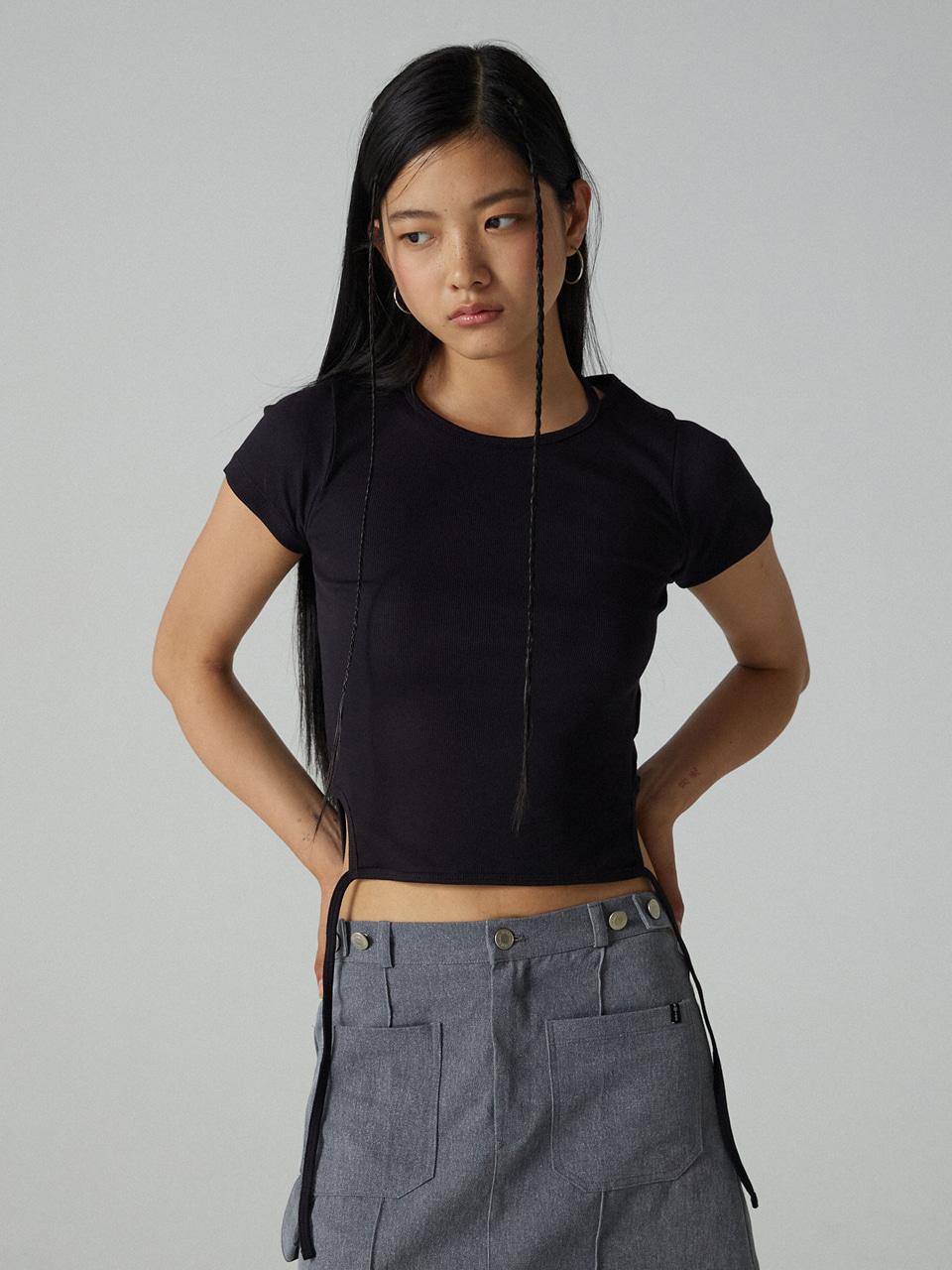 DEARSTALKER Ship Tie String T-shirt_Black