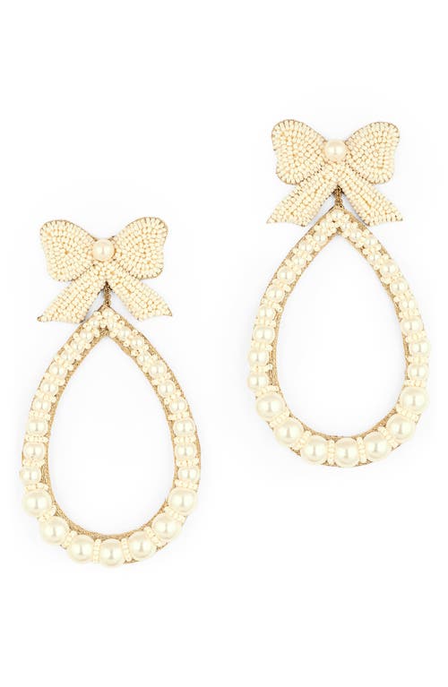 Deepa Gurnani Deepa Gurnani Darana Bow & Faux Pearl Drop Earrings