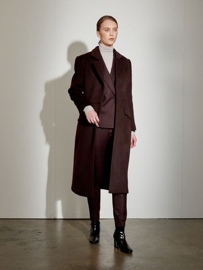 DEFEMME Cashmere Dor Coat_ Brown Wine