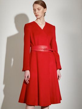 DEFEMME Cashmere Non-Collar Coat_Red