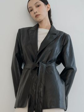 DEFEMME CLASSIC OVERFIT LEATHER HALF LENGTH COAT