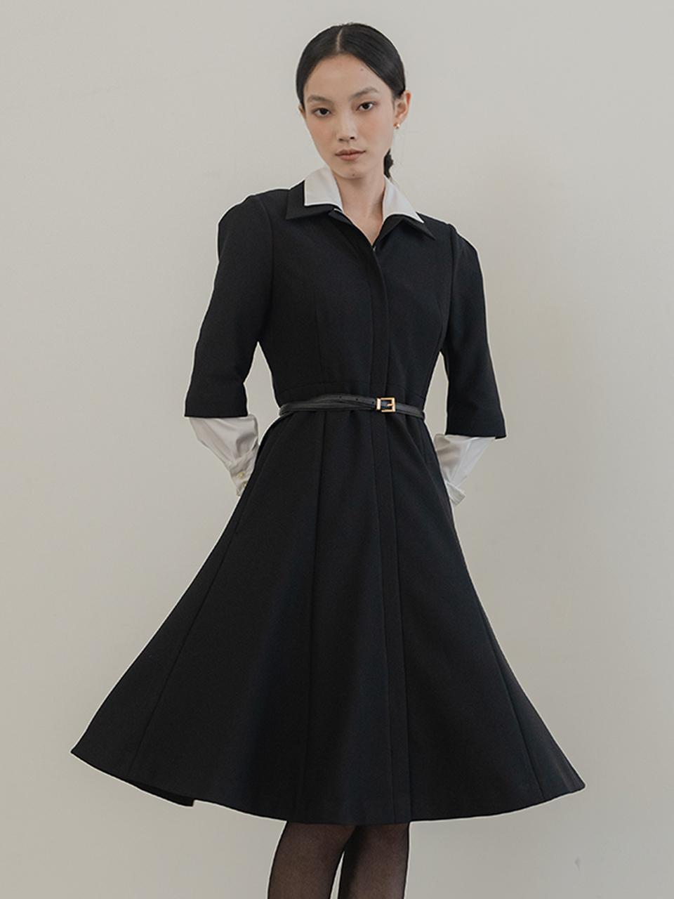 DEFEMME Classy Fit And Flare Zip Up Midi Dress