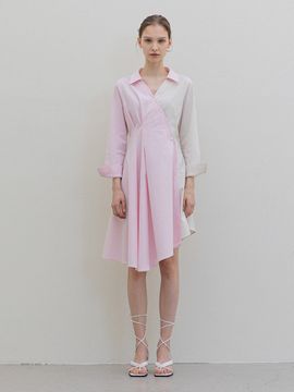 DEFEMME Draping Shirt Dress Pink