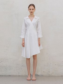 DEFEMME Draping Shirt Dress White