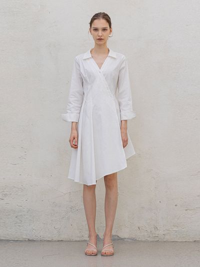 DEFEMME Draping Shirt Dress White