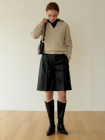 DEFEMME LEATHER BERMUDA SHORTS