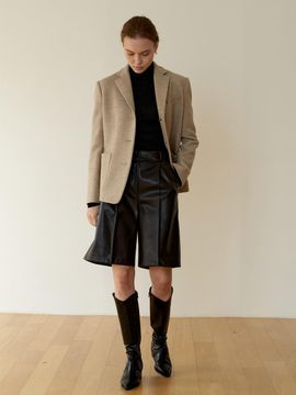 DEFEMME LEATHER BERMUDA SHORTS_DARK BROWN