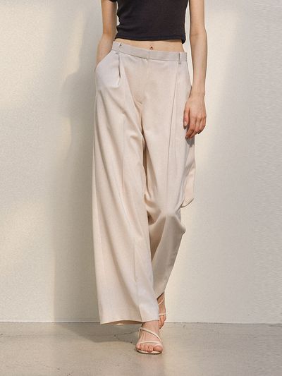 DEFEMME Life Wide One Tuck Pants Beige