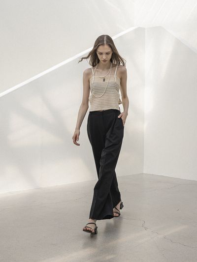 DEFEMME Life Wide One Tuck Pants Black