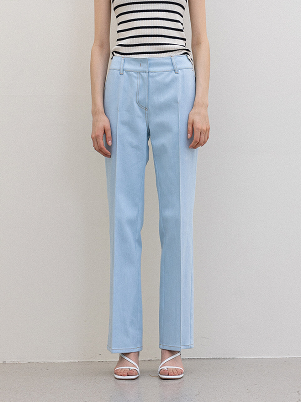 DEFEMME Semi Boot Cut Denim Pant Light Blue