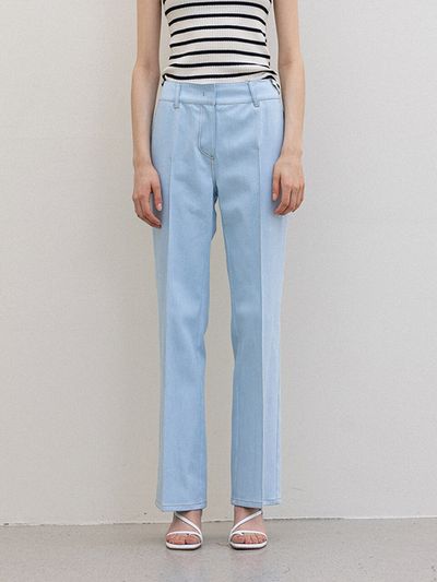 DEFEMME Semi Boot Cut Denim Pant Light Blue