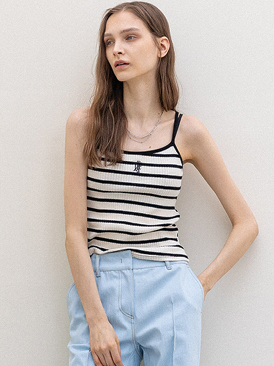 DEFEMME Stripe Cotton Sleeveless Top