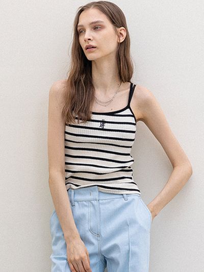 DEFEMME Stripe Cotton Sleeveless Top