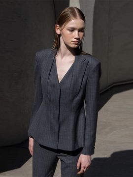 DEFEMME TWO LAYERD TAILRORED JACKET GREY