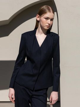 DEFEMME TWO LAYERD TAILRORED JACKET NAVY