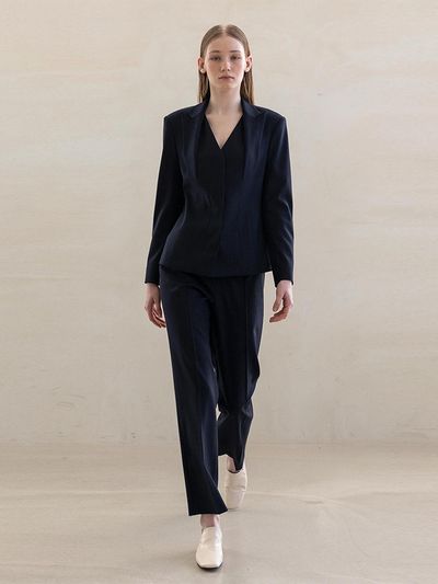 DEFEMME TWO LAYERD TAILRORED SUIT NAVY