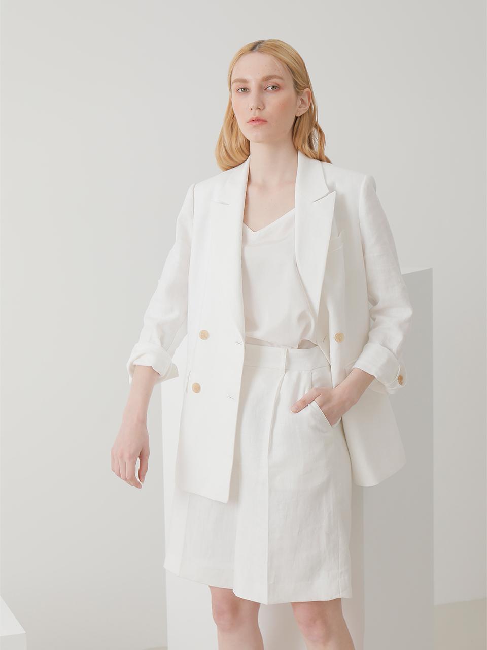 DEFEMME White Linen Short Pants