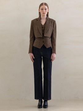 DEFEMME WOOL HERRINGBONE TAILORED SETUP