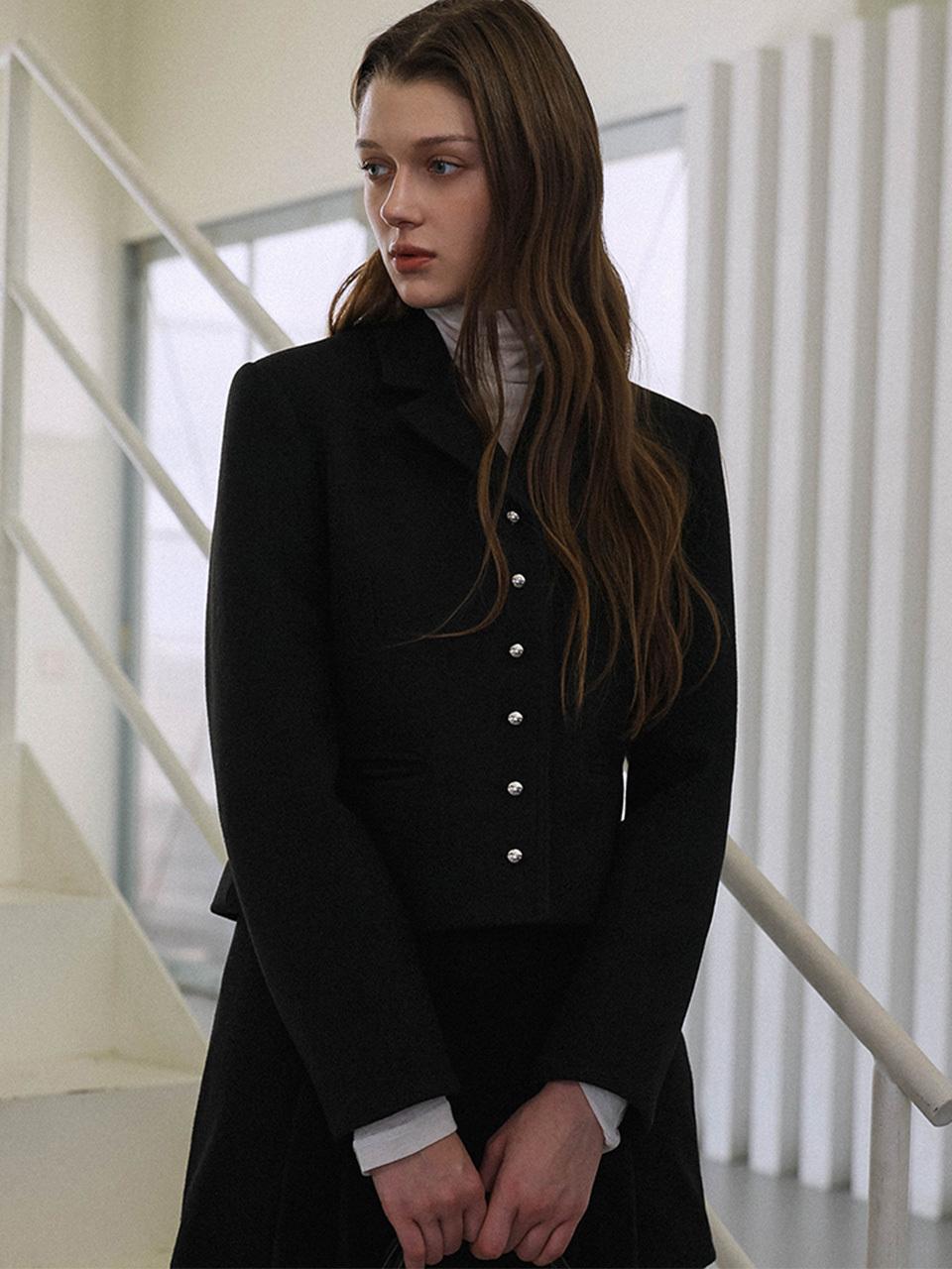 DEHEVE Button Point Wool Modern Jacket [Black]